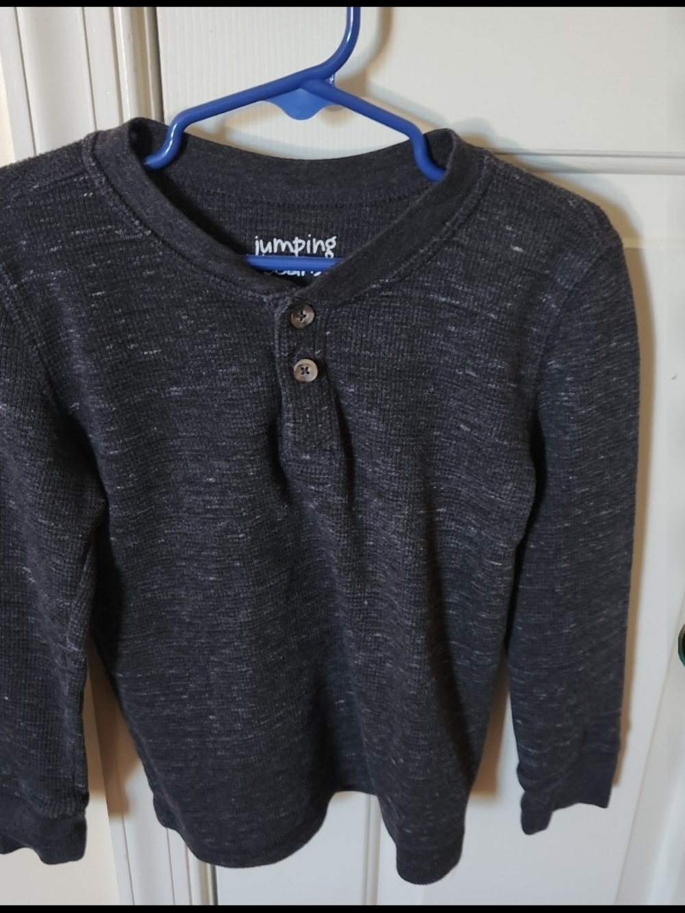 jumping beans Charcoal Crewneck Henley Sweater - Dark Heather